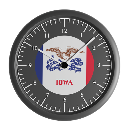 Wall clock with the flag of Iowa  3D Icon