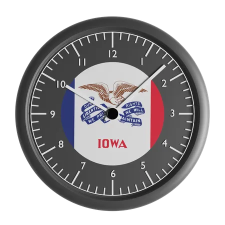 Wall clock with the flag of Iowa  3D Icon
