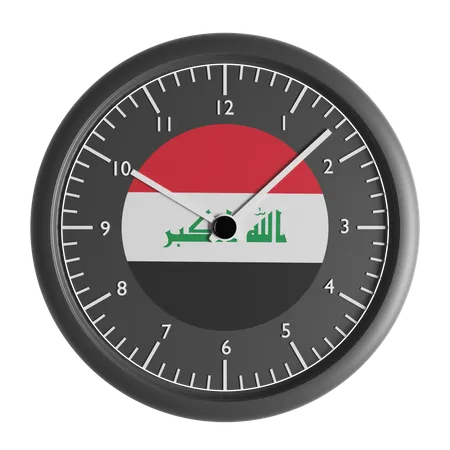 Wall clock with the flag of Iraq  3D Icon