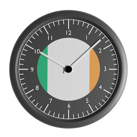 Wall clock with the flag of Ireland  3D Icon