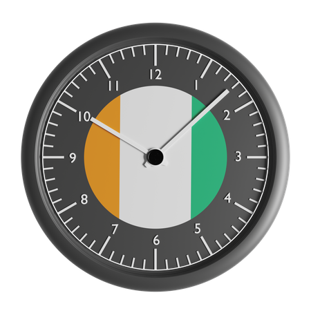 Wall clock with the flag of Ivory Coast  3D Icon