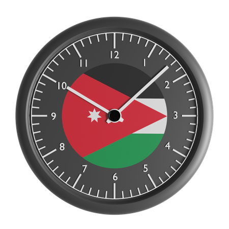 Wall clock with the flag of Jordan  3D Icon