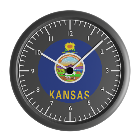 Wall clock with the flag of Kansas  3D Icon