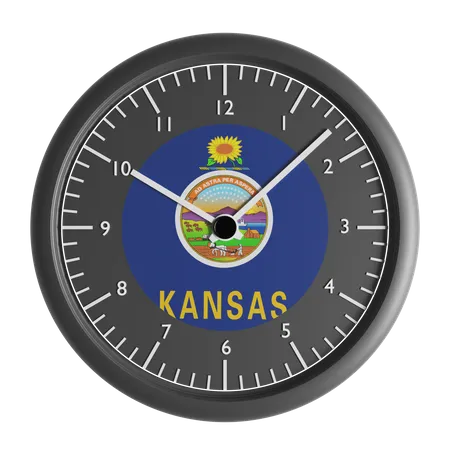 Wall clock with the flag of Kansas  3D Icon