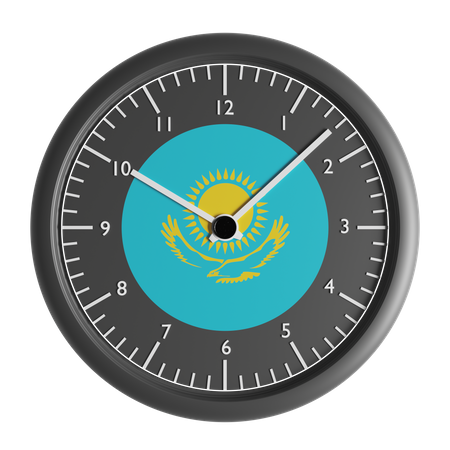 Wall clock with the flag of Kazakhstan  3D Icon