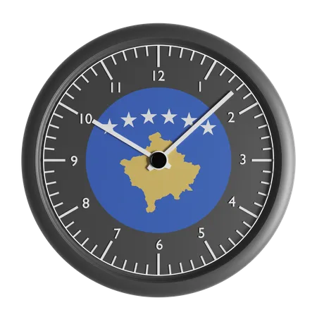 Wall clock with the flag of Kosovo  3D Icon
