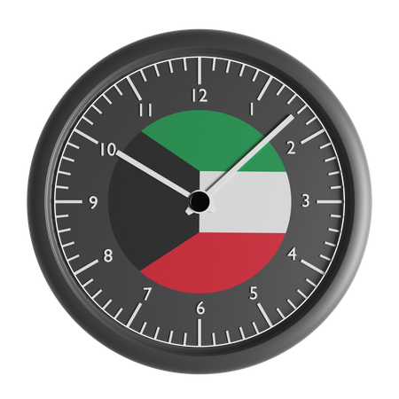 Wall clock with the flag of Kuwait 3D Icon