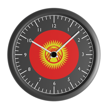 Wall clock with the flag of Kyrgyzstan  3D Icon