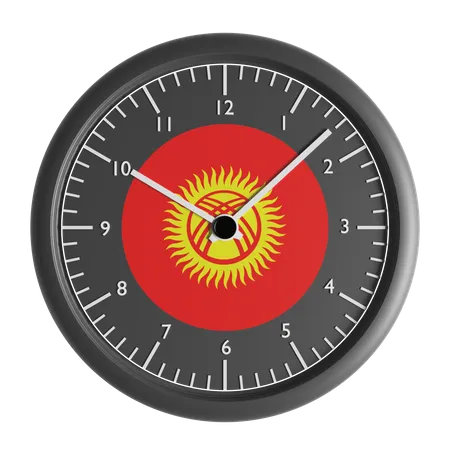 Wall clock with the flag of Kyrgyzstan  3D Icon