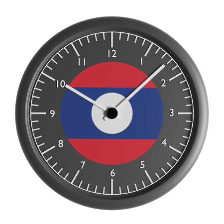 Wall clock with the flag of Laos  3D Icon