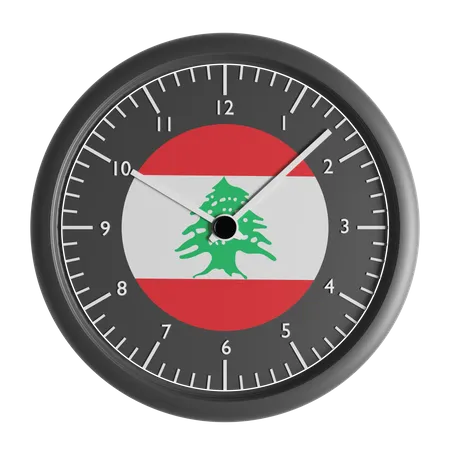 Wall clock with the flag of Lebanon  3D Icon
