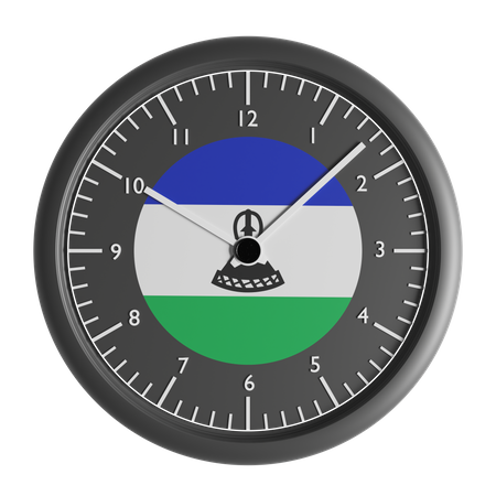 Wall clock with the flag of Lesotho  3D Icon