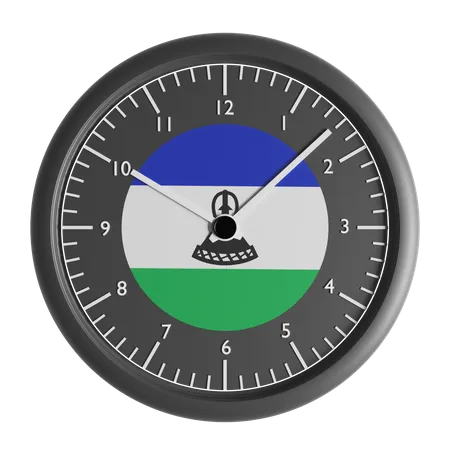 Wall clock with the flag of Lesotho  3D Icon