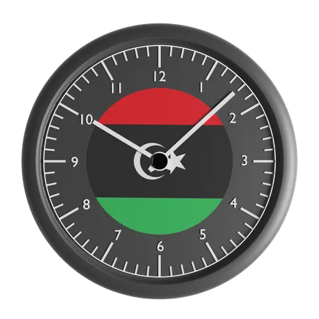 Wall clock with the flag of Libya  3D Icon