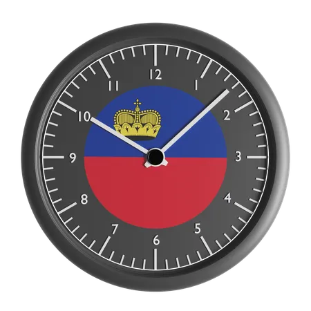 Wall clock with the flag of Liechtenstein  3D Icon