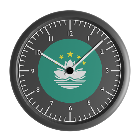 Wall clock with the flag of Macau  3D Icon