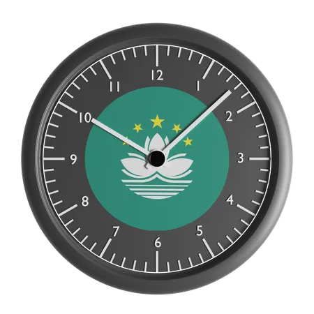 Wall clock with the flag of Macau  3D Icon