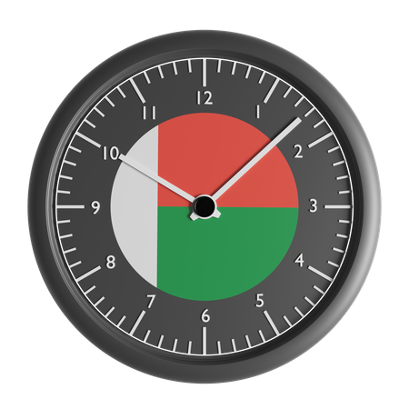 Wall clock with the flag of Madagascar  3D Icon