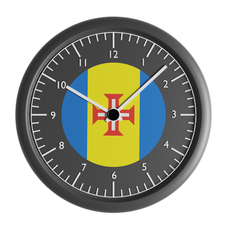Wall clock with the flag of Madeira  3D Icon
