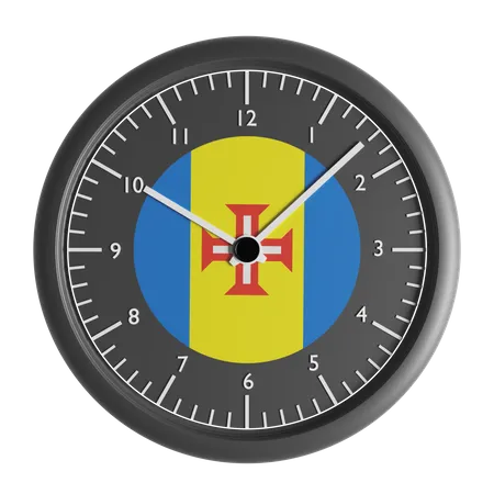 Wall clock with the flag of Madeira  3D Icon