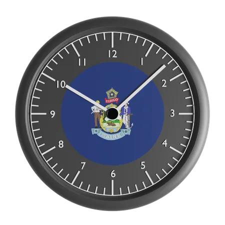 Wall clock with the flag of Maine  3D Icon