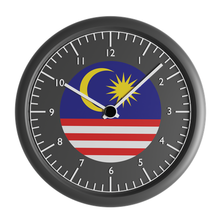 Wall clock with the flag of Malaysia  3D Icon