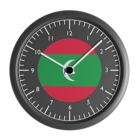 Wall clock with the flag of Maldives  3D Icon