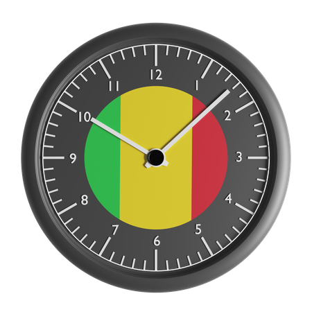 Wall clock with the flag of Mali  3D Icon