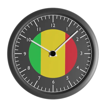 Wall clock with the flag of Mali  3D Icon