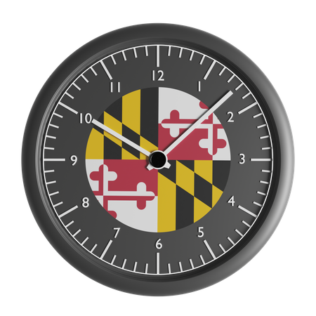 Wall clock with the flag of Maryland  3D Icon