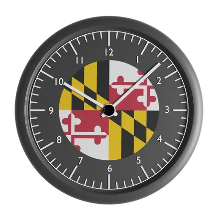 Wall clock with the flag of Maryland  3D Icon