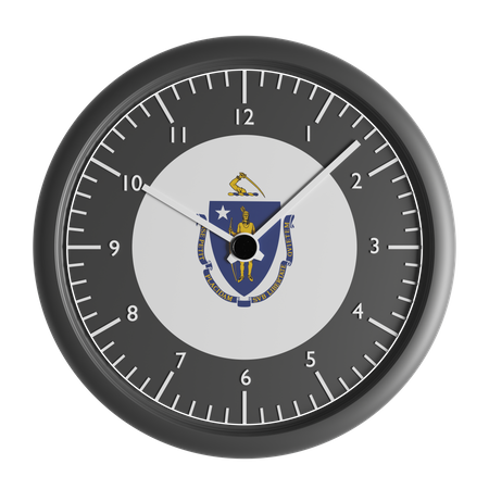 Wall clock with the flag of Massachusetts  3D Icon