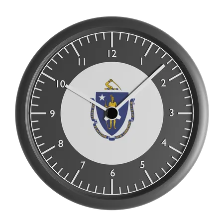 Wall clock with the flag of Massachusetts  3D Icon