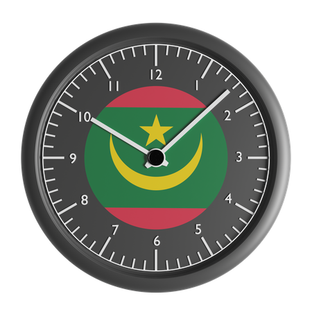 Wall clock with the flag of Mauritania  3D Icon