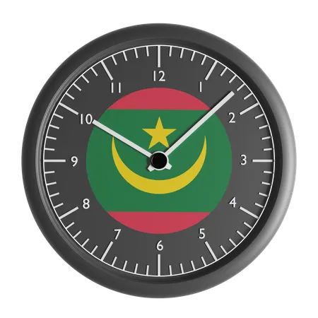 Wall clock with the flag of Mauritania  3D Icon