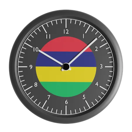 Wall clock with the flag of Mauritius  3D Icon