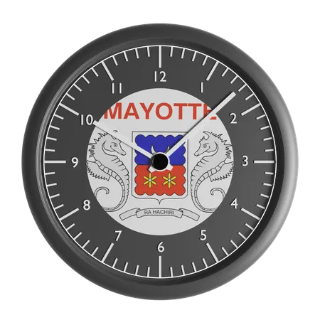 Wall clock with the flag of Mayotte  3D Icon