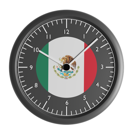 Wall clock with the flag of Mexico  3D Icon