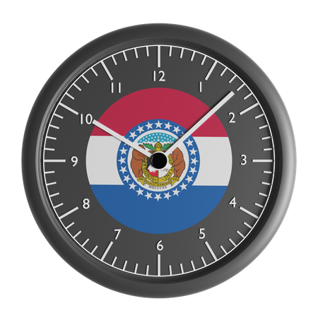 Wall clock with the flag of Missouri  3D Icon