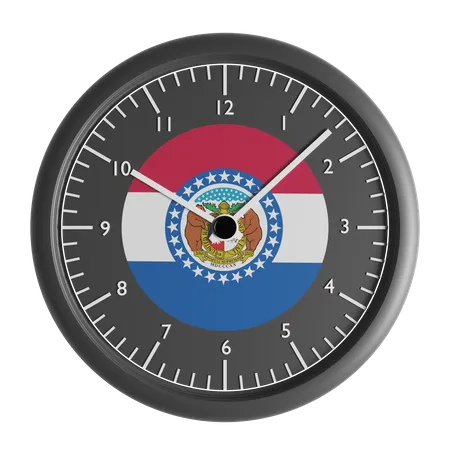 Wall clock with the flag of Missouri  3D Icon