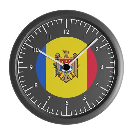 Wall clock with the flag of Moldova  3D Icon