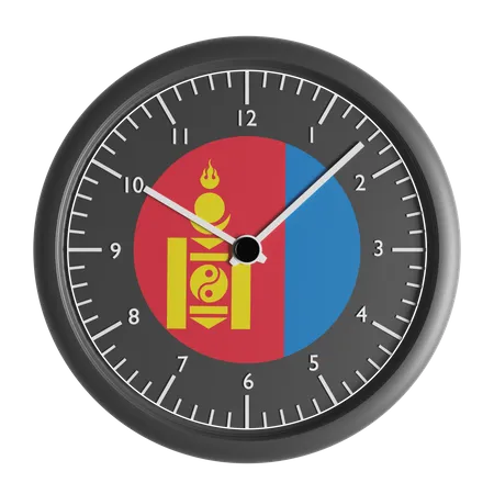 Wall clock with the flag of Mongolia  3D Icon