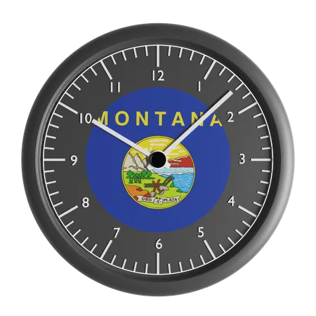 Wall clock with the flag of Montana  3D Icon