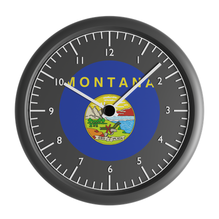 Wall clock with the flag of Montana  3D Icon
