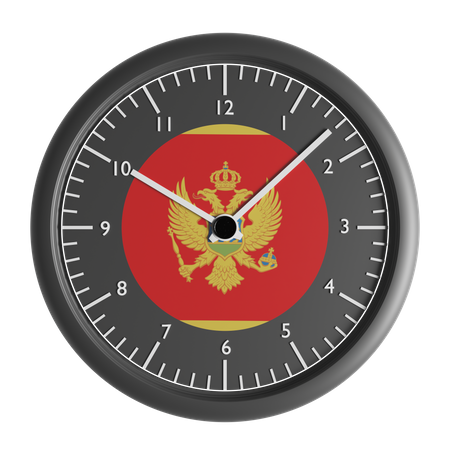 Wall clock with the flag of Montenegro  3D Icon