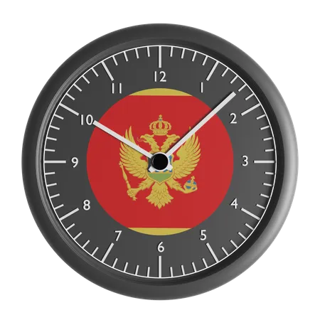 Wall clock with the flag of Montenegro  3D Icon