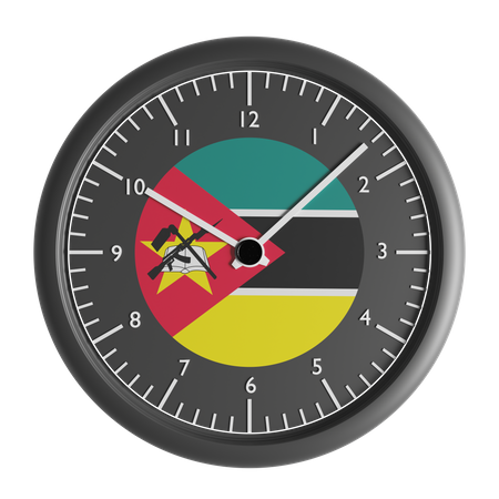 Wall clock with the flag of Mozambique  3D Icon