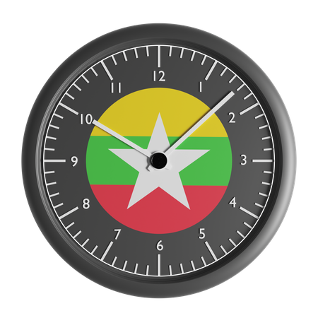 Wall clock with the flag of Myanmar  3D Icon