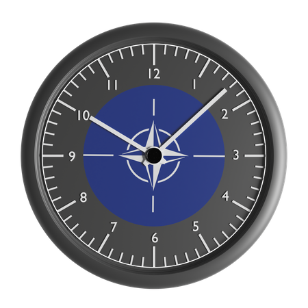 Wall clock with the flag of NATO  3D Icon