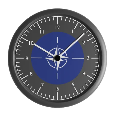 Wall clock with the flag of NATO  3D Icon